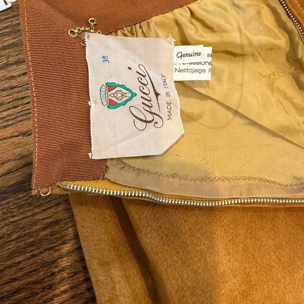 Rare Vintage Gucci Collector Tan Suede Skirt size XXS - Picture 6 of 14